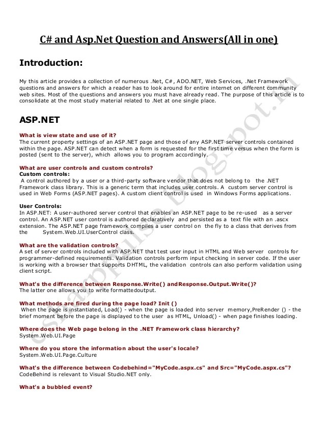 C sharp and interview questions