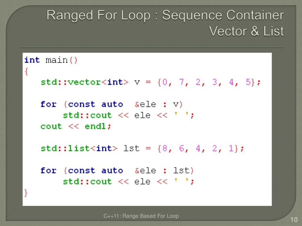 C++ 11 rangebased for loop