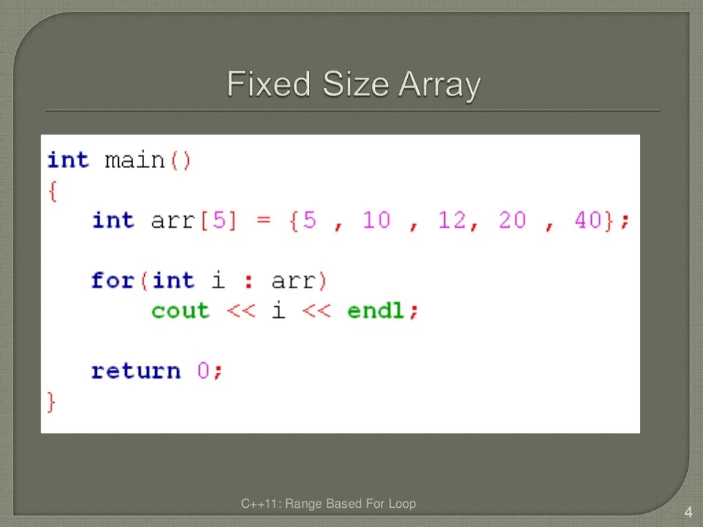 C++ 11 rangebased for loop