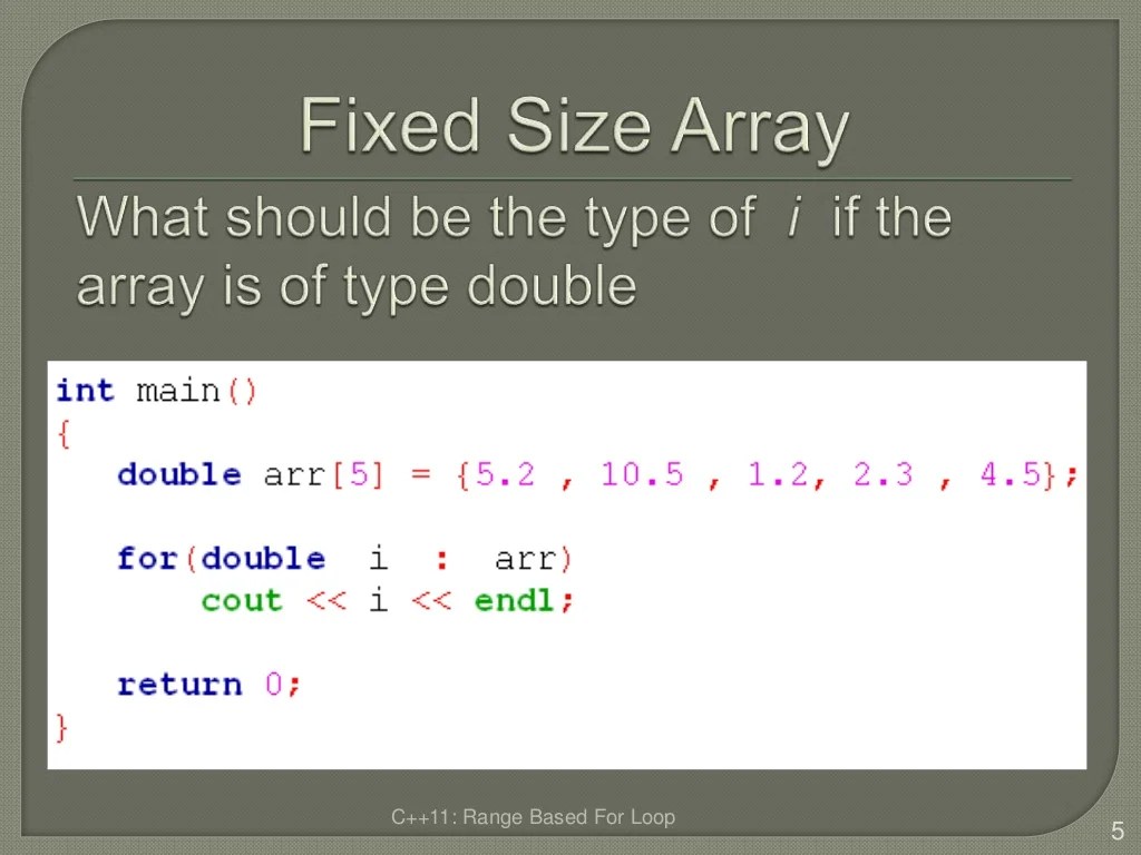 C++ 11 rangebased for loop