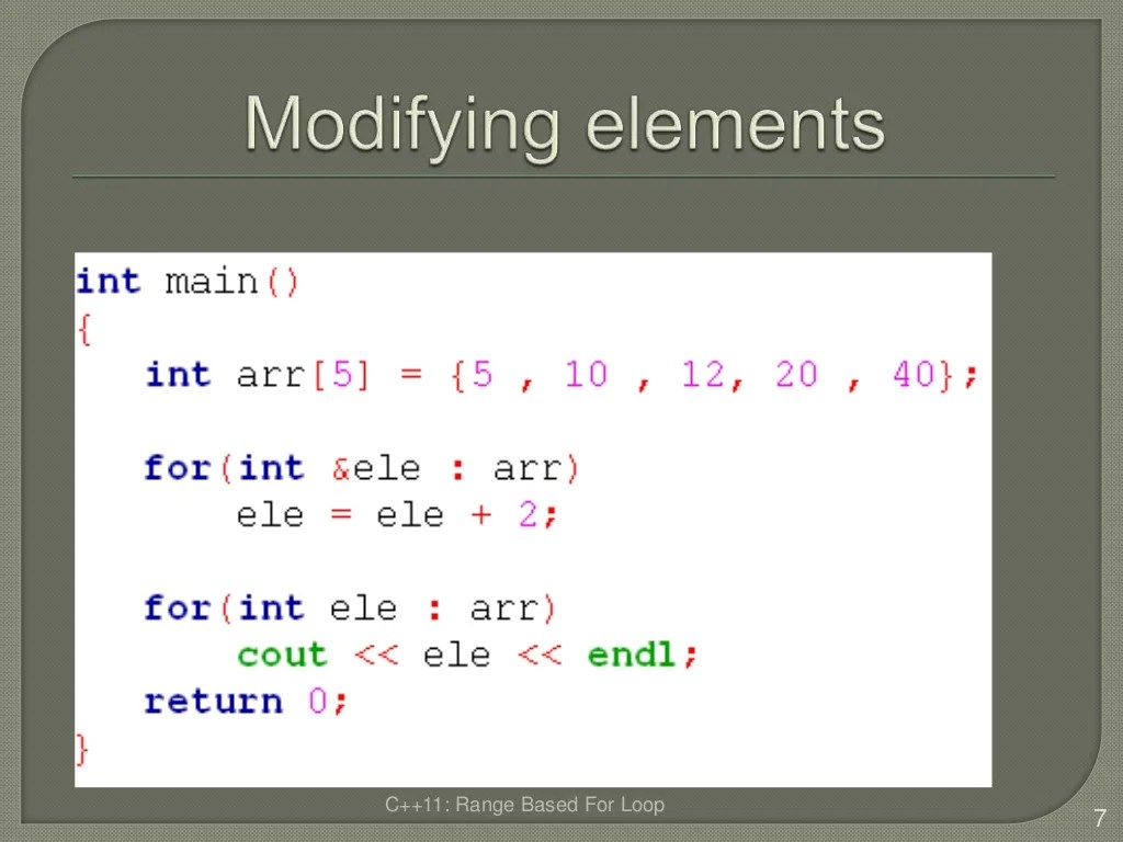 C++ 11 rangebased for loop