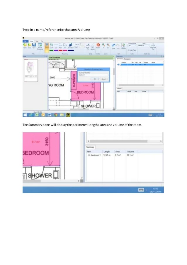 Calculate room volumes in QuickScale