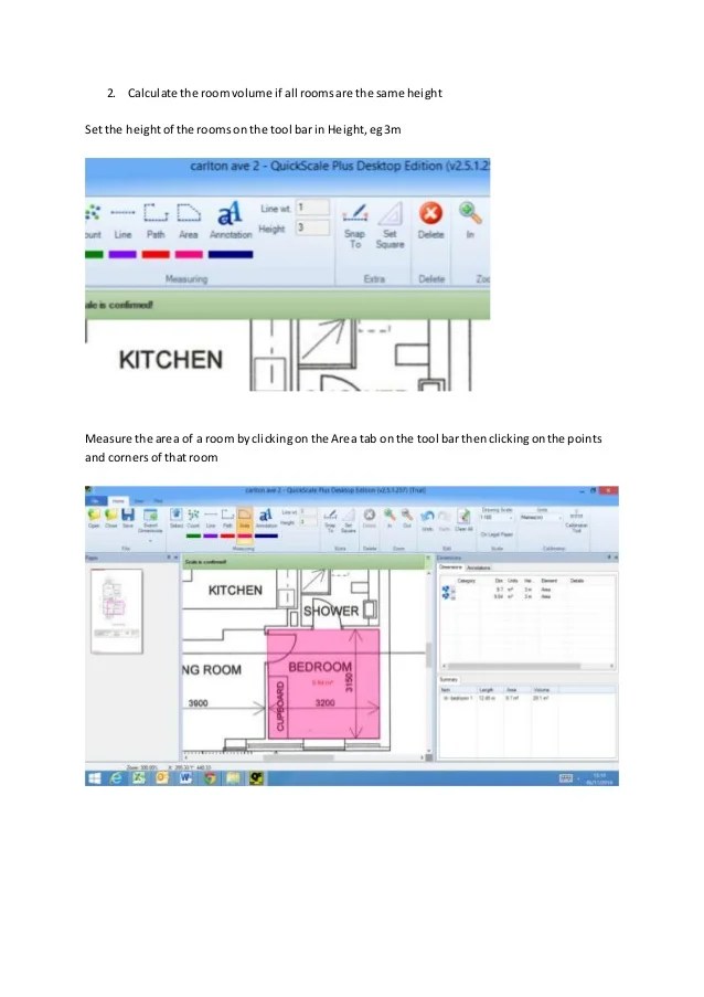 Calculate room volumes in QuickScale