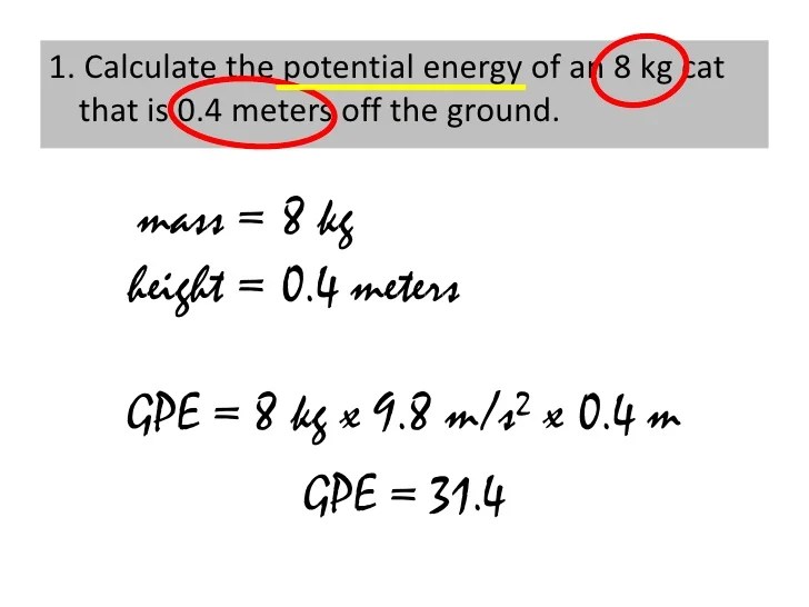 Calculating gpe and ke