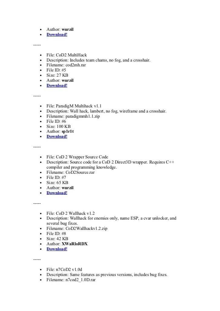 Call Of Duty 2 Cheats