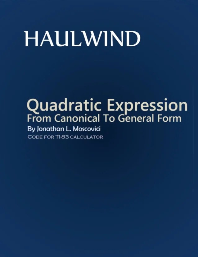 Canonical To General Form Program for TI83 calculator