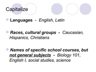 Capitalization Rules | PPT