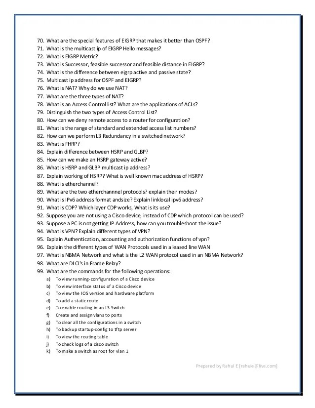 CCNA Interview questions Networking