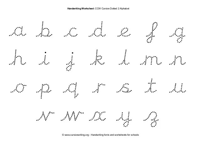 Ccw cursive dotted 2 alphabet