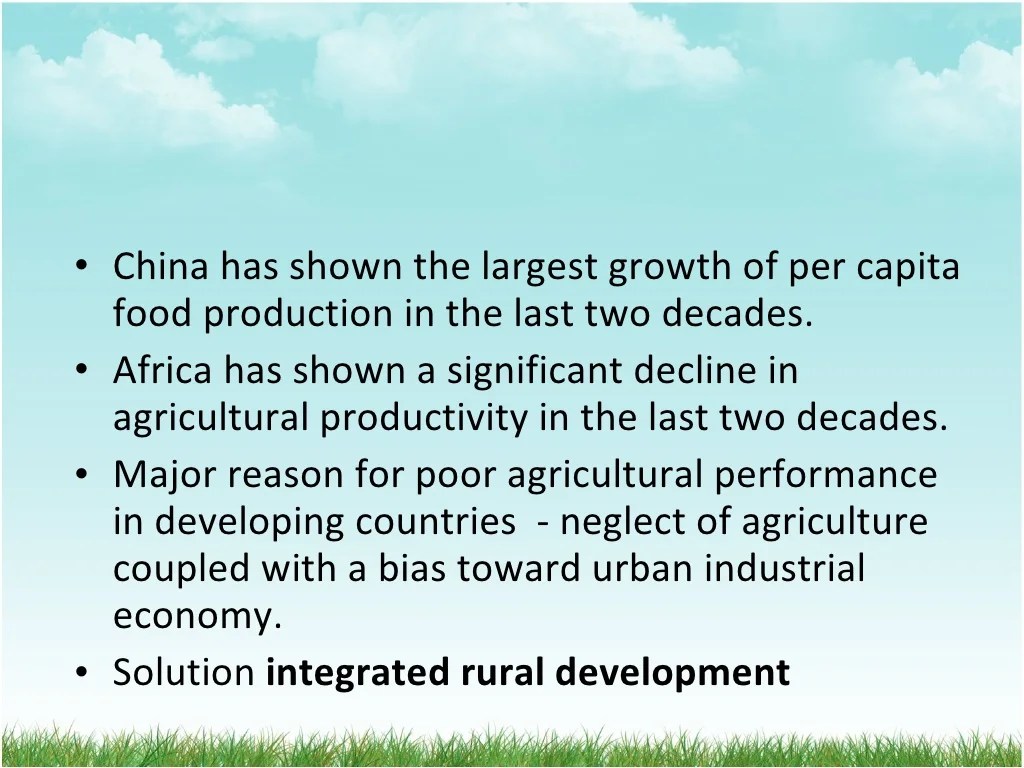 Agricultural Transformation and Rural Development