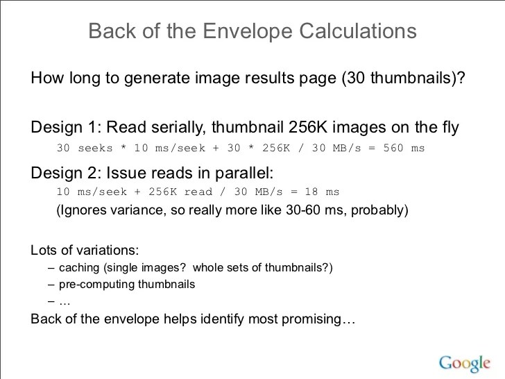 Back of the Envelope Calculations