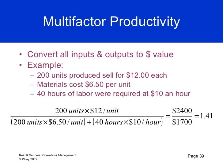 62 FORMULA FOR MULTIFACTOR PRODUCTIVITY, MULTIFACTOR PRODUCTIVITY
