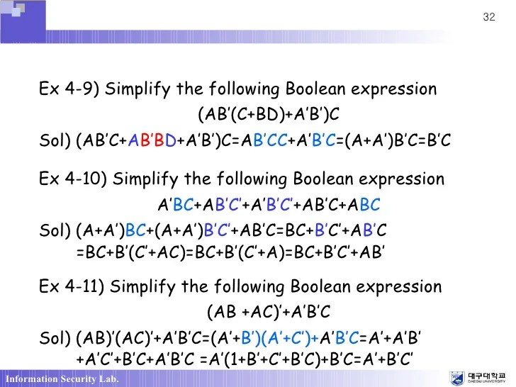 Ch4 Boolean Algebra And Logic Simplication1