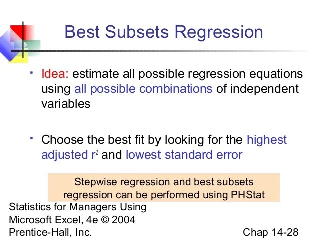 Chap14 multiple regression model building