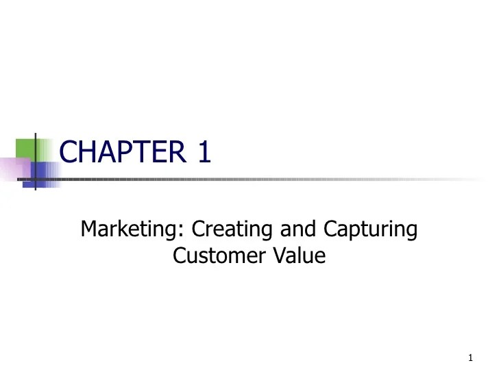 Chapter 1 Creating And Capturing Customer Value