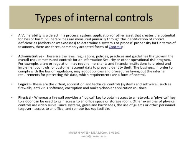 Chapter 2 internal control