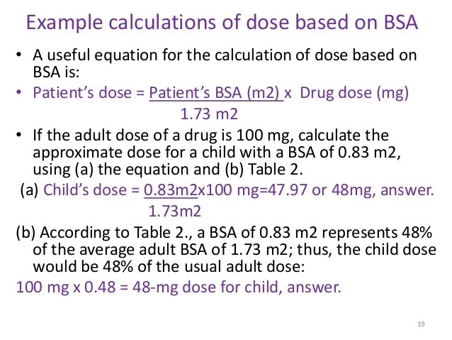 How To Calculate Bsa World of Printable and Chart