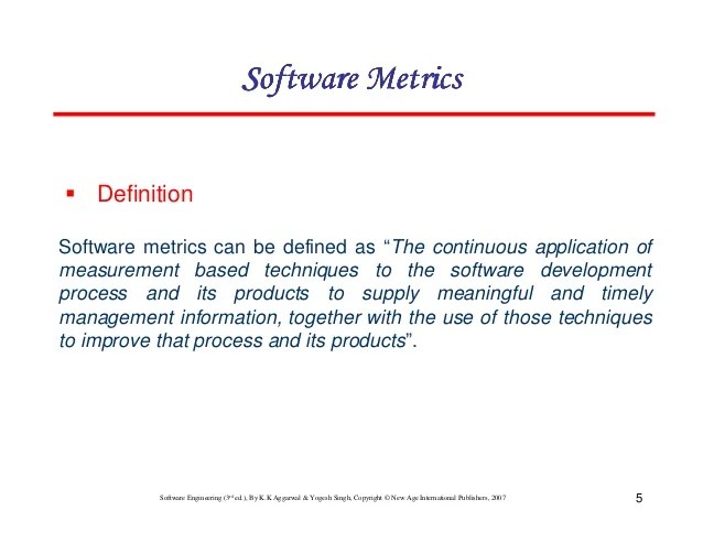 Chapter 6 software metrics Chapter 6 software metrics