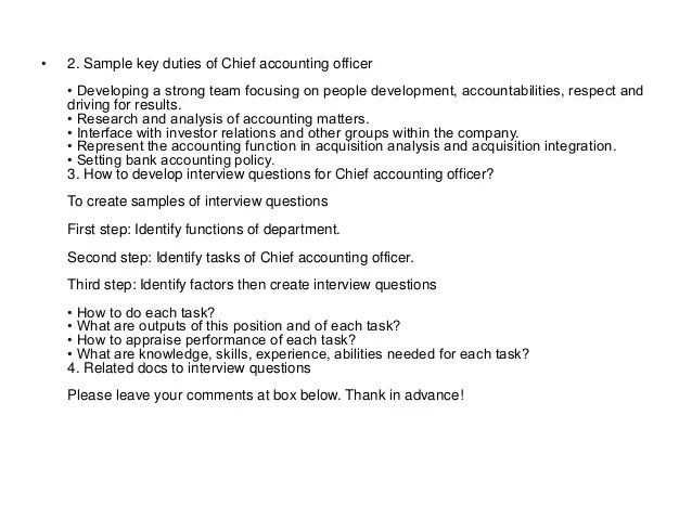 Chief accountant interview questions and answers