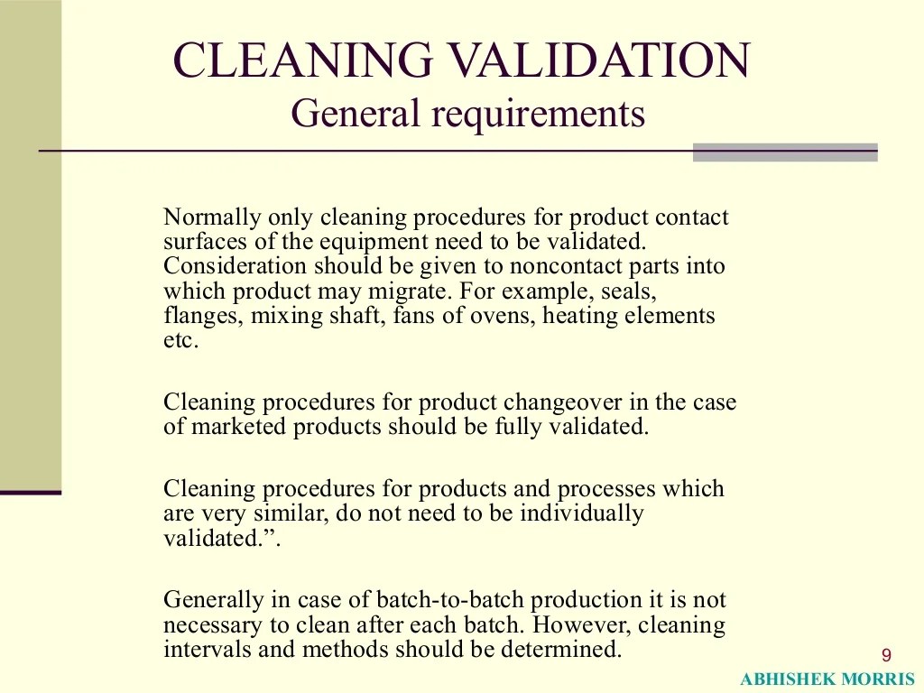 Basic Concepts of Cleaning validation