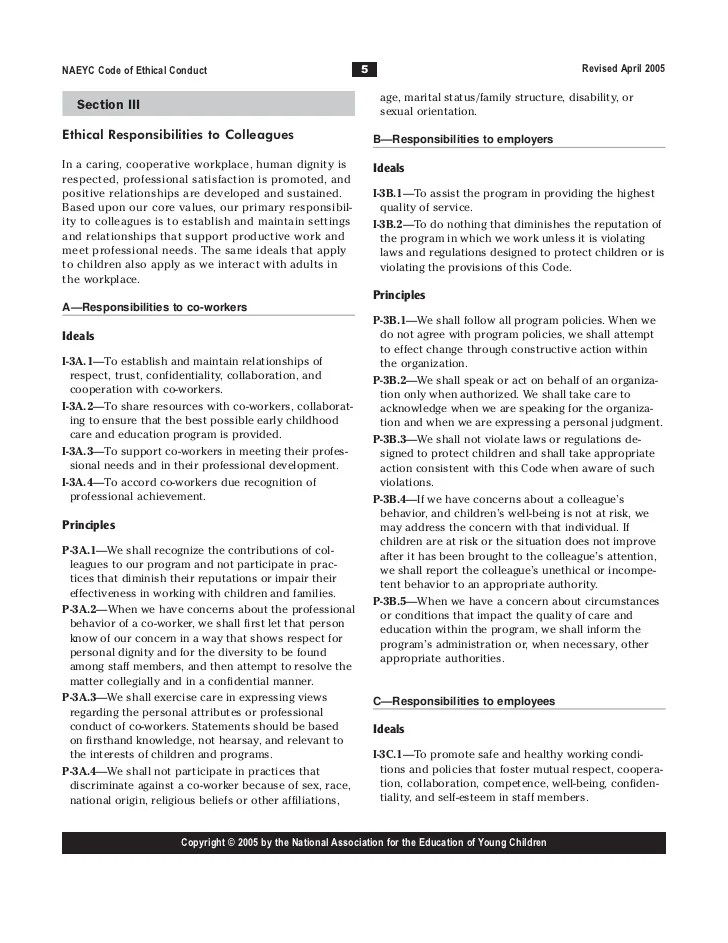 Naeyc Code Of Ethical Conduct slidesharedocs