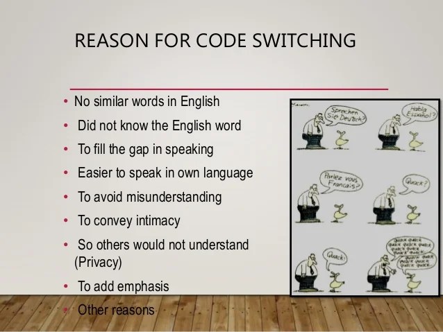 Code Switching and Code Mixing