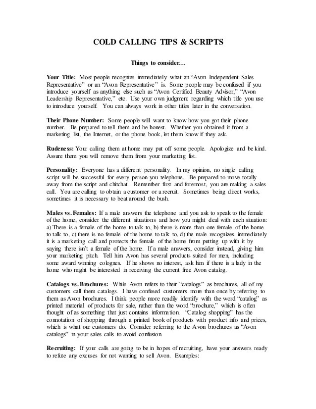 Cold calling tips and scripts