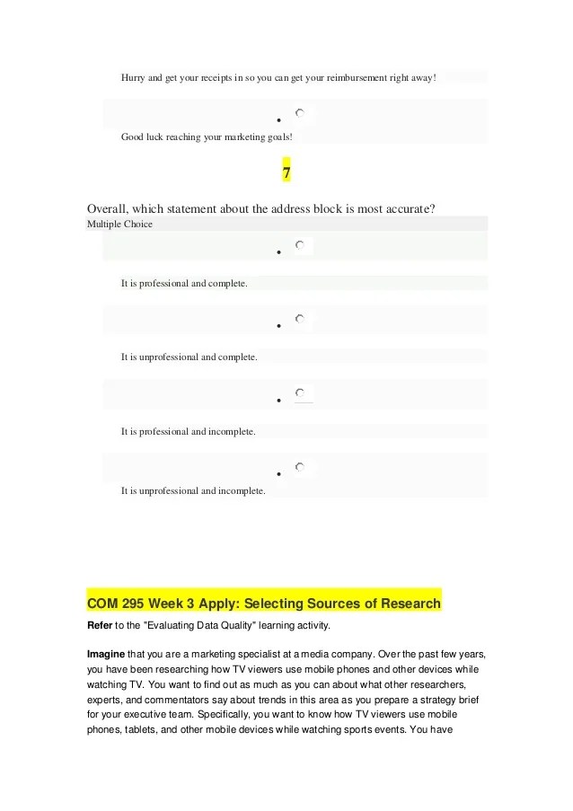 COM 295 Week 1 Apply Communication Tools Scenario Com 295 com295 htt…