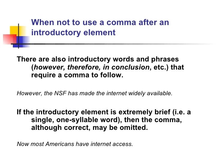 Punctuation Basics The Comma