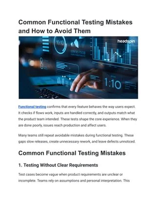 Common Functional Testing Mistakes and How to Avoid Them | PDF