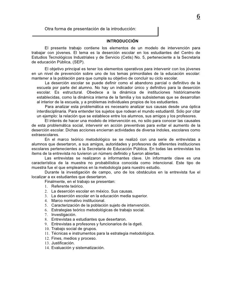 Ejemplos De Como Hacer Una Introduccion De Un Trabajo