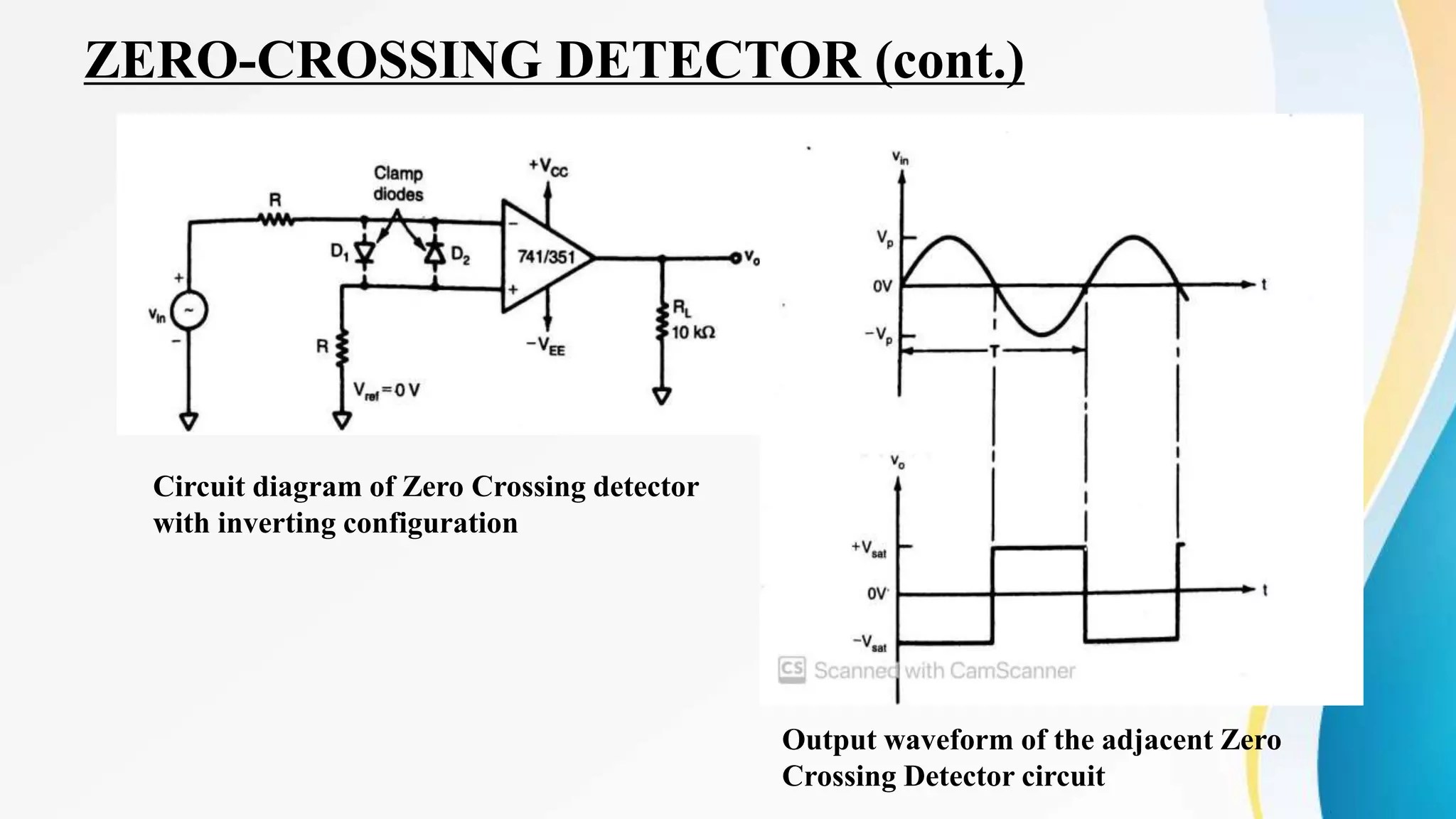 Comparator, Zero Crossing Detector and schmitt trigger using opamp PPT