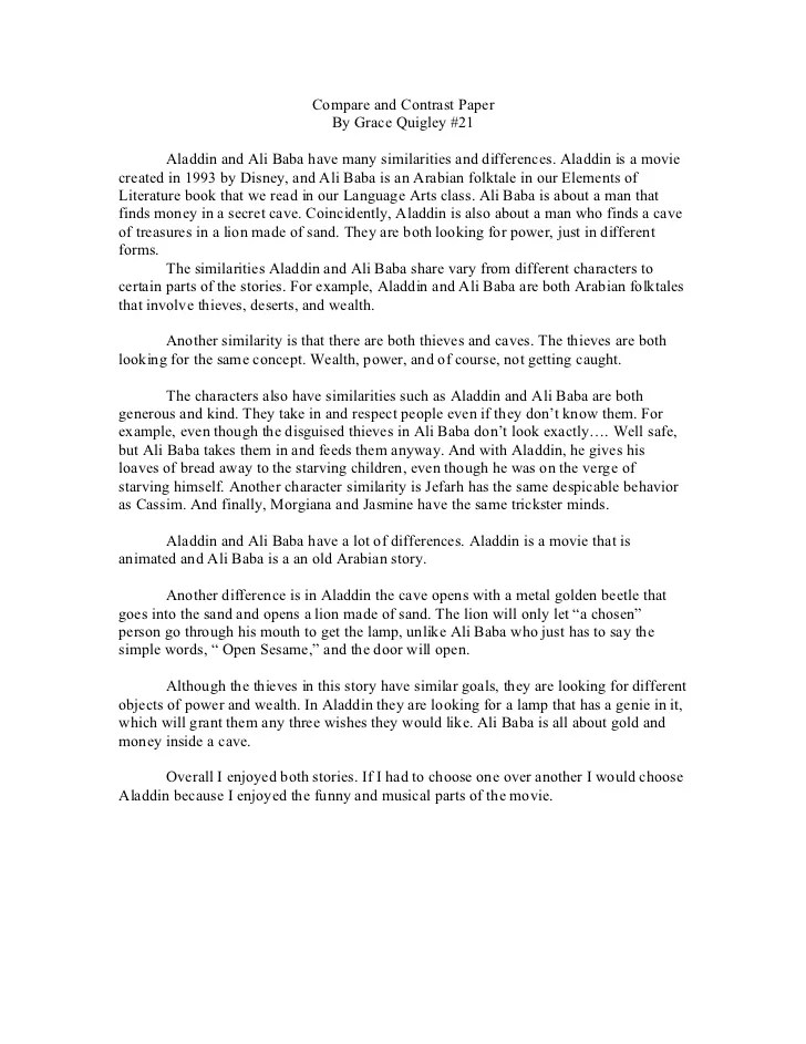 Compare and contrast paper
