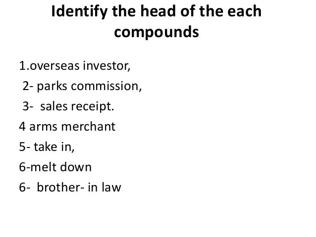 Compounding Word Formation processes