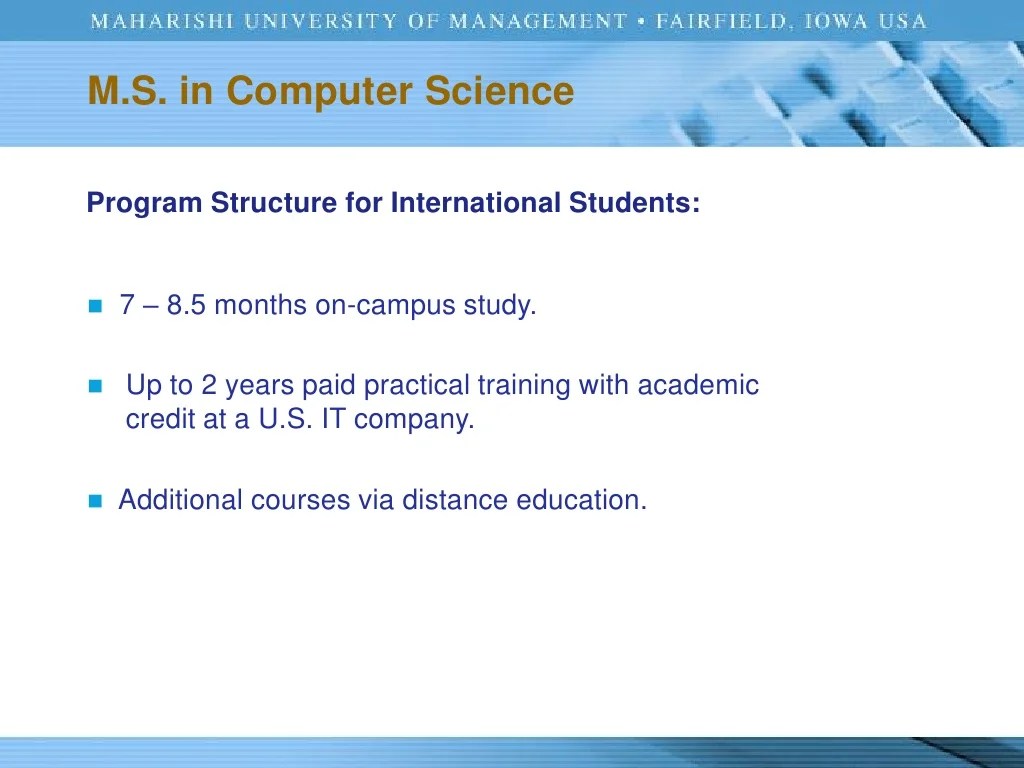 MS in Computer Science with paid training in USA
