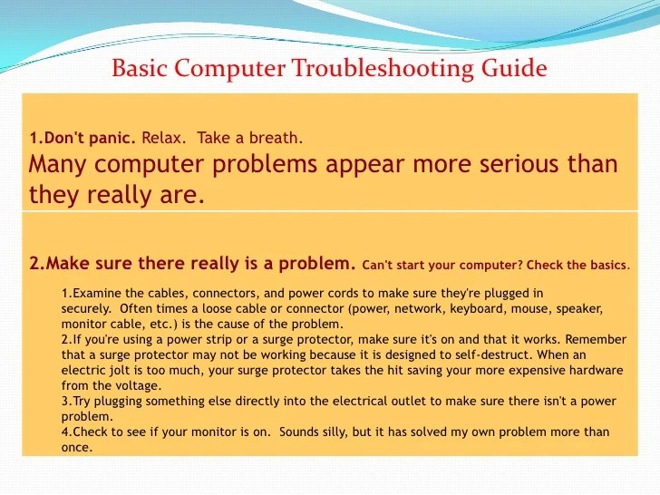 Computer hardware troubleshooting
