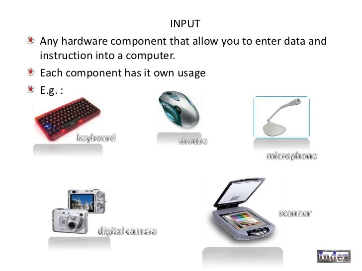 Input, Output and Storage Devices