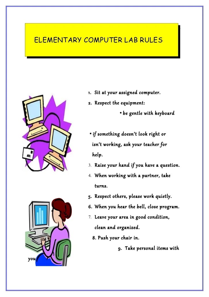 Computer lab rules