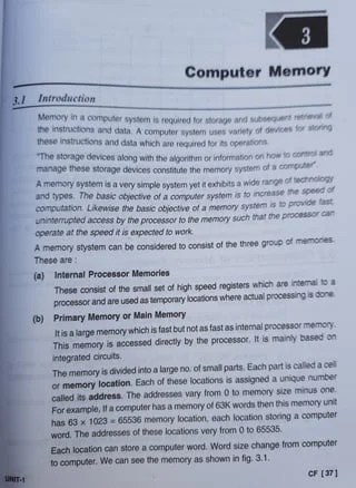 Computer memory book notes | PDF
