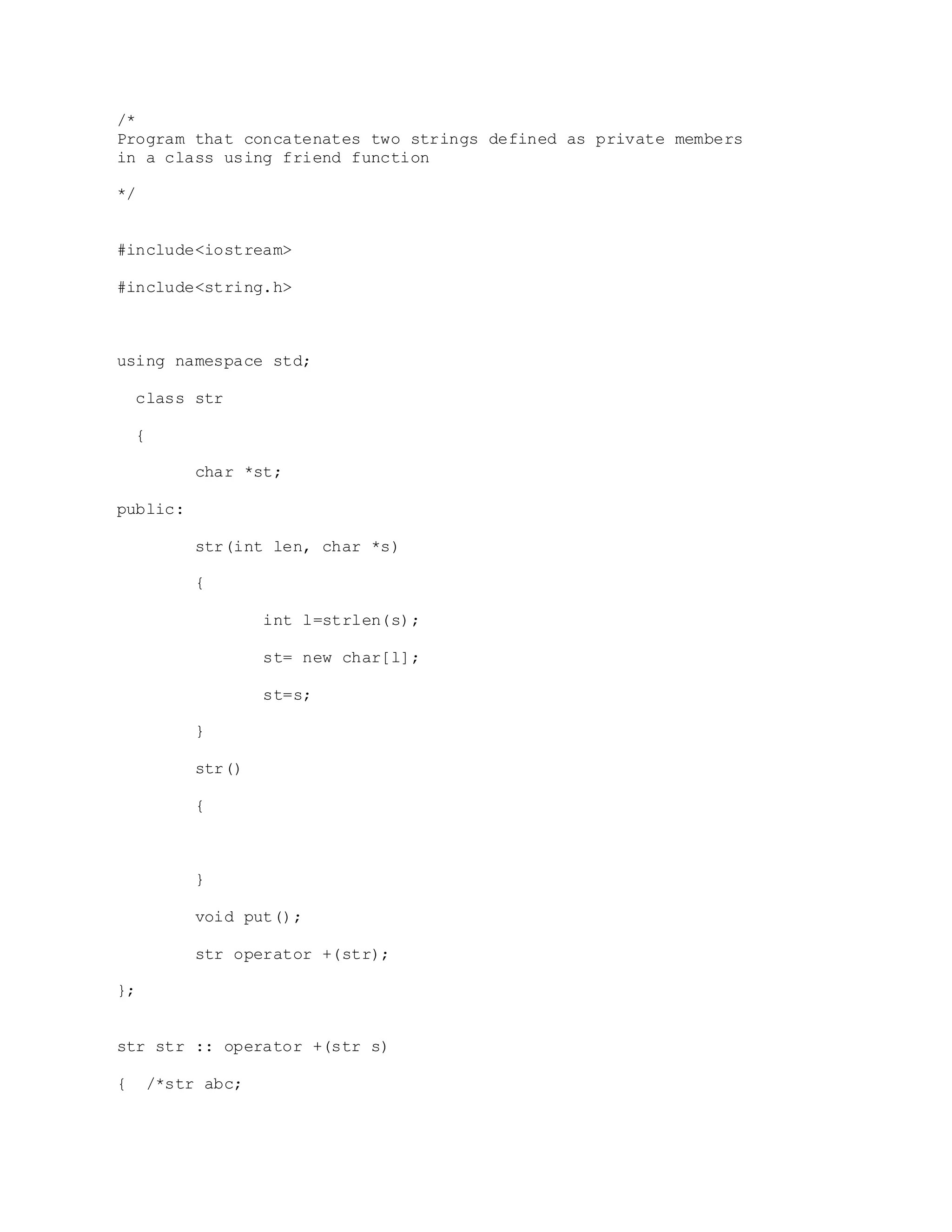 Concatenation of two strings using class in c++ PDF