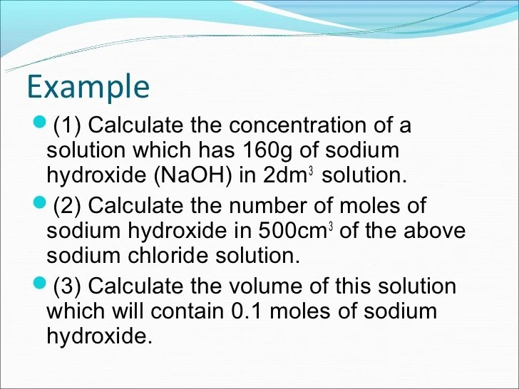 Moles and concentration of solutions