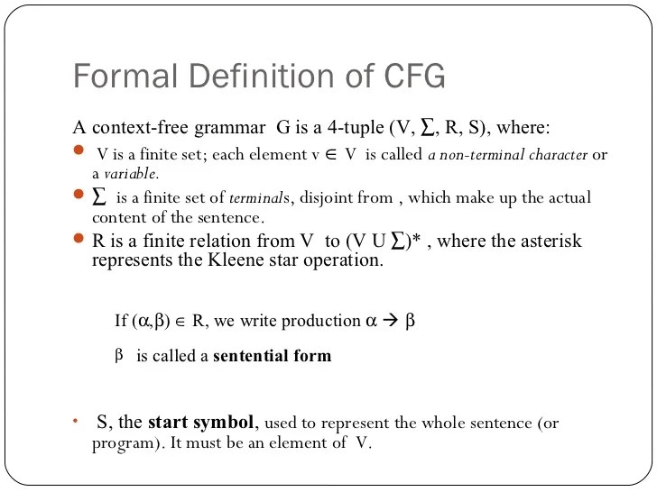 Context free grammars