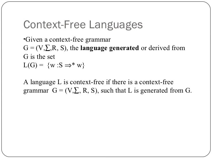 Context free grammars