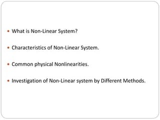 NONLINEAR CONTROL SYSTEM (Phase plane & Phase Trajectory Method) | PPTX