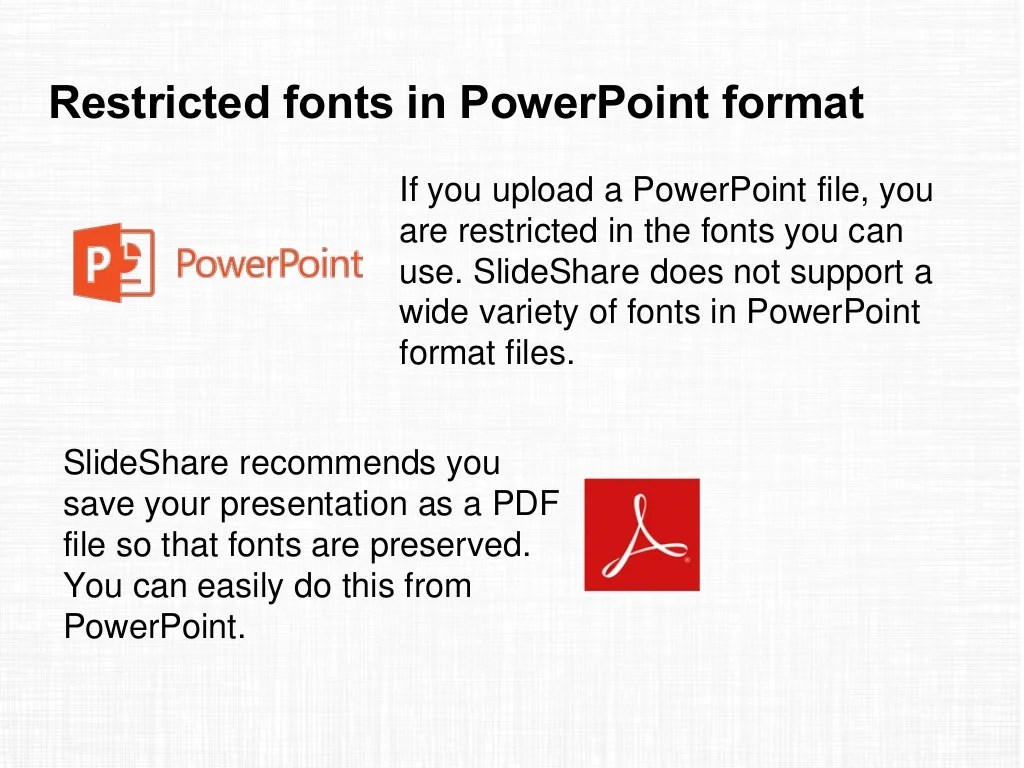 Restricted fonts in PowerPoint format