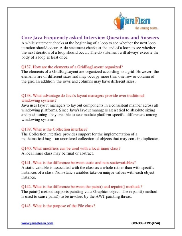 Core java frequently asked interview questions and answers