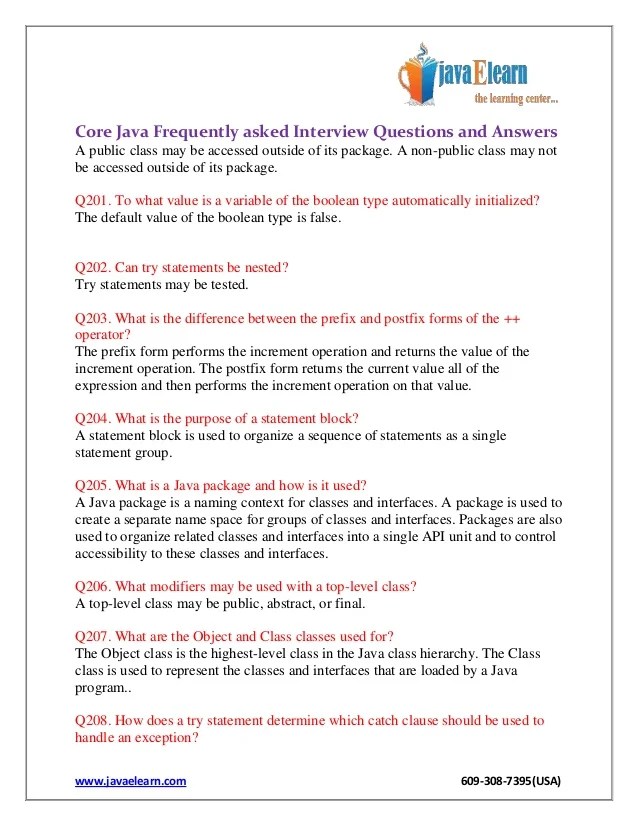 Core java frequently asked interview questions and answers