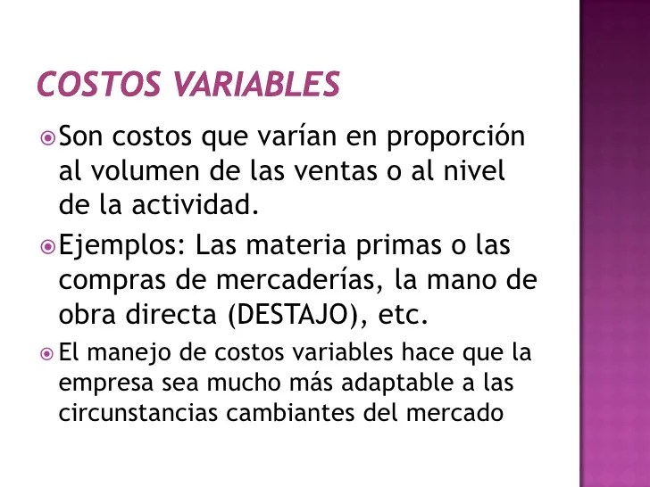 Costos fijos y costos variables