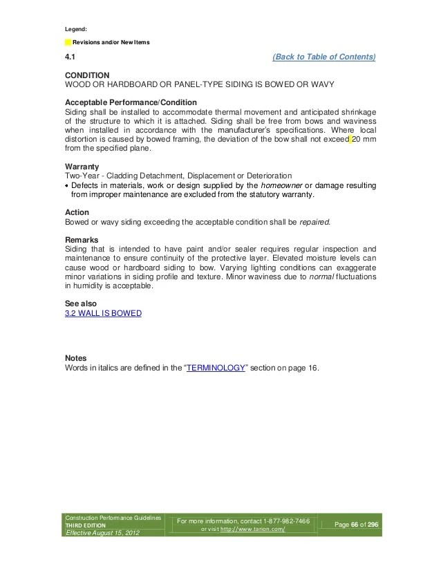 Maybe you would like to learn more about one of these? Tarion Construction Performance Guidelines 3rd Edition 2012 Final
