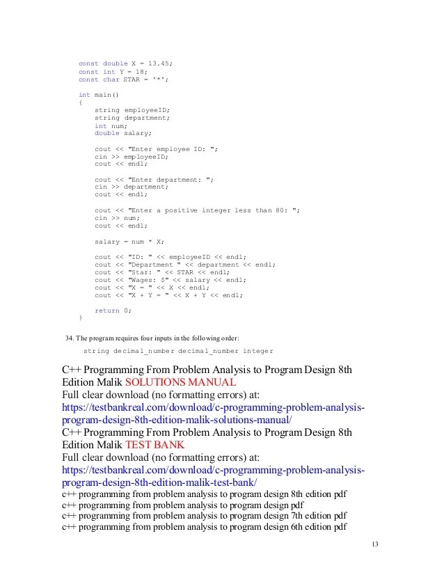 C++ programming from problem analysis to program design 8th edition m…